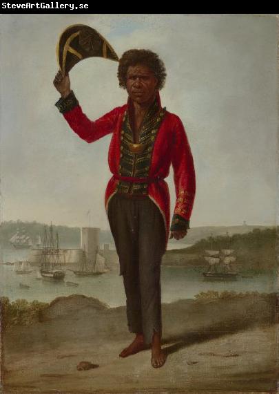 Augustus Earle Portrait of Bungaree, a native of New South Wales, with Fort Macquarie, Sydney Harbour,